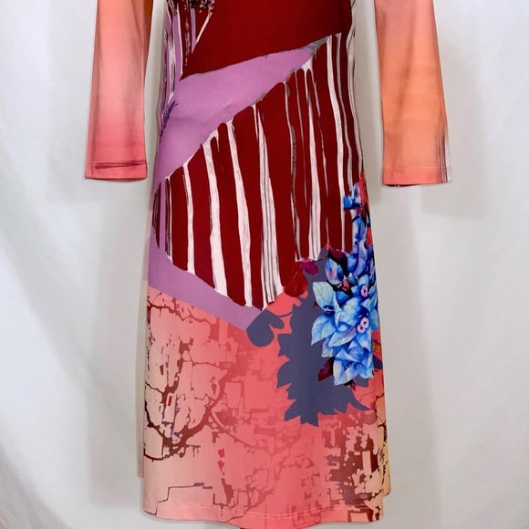 SAVE THE QUEEN Capri Print Jersey Knit 3/4 Sleeve Dress Sz S - Picture 6 of 15